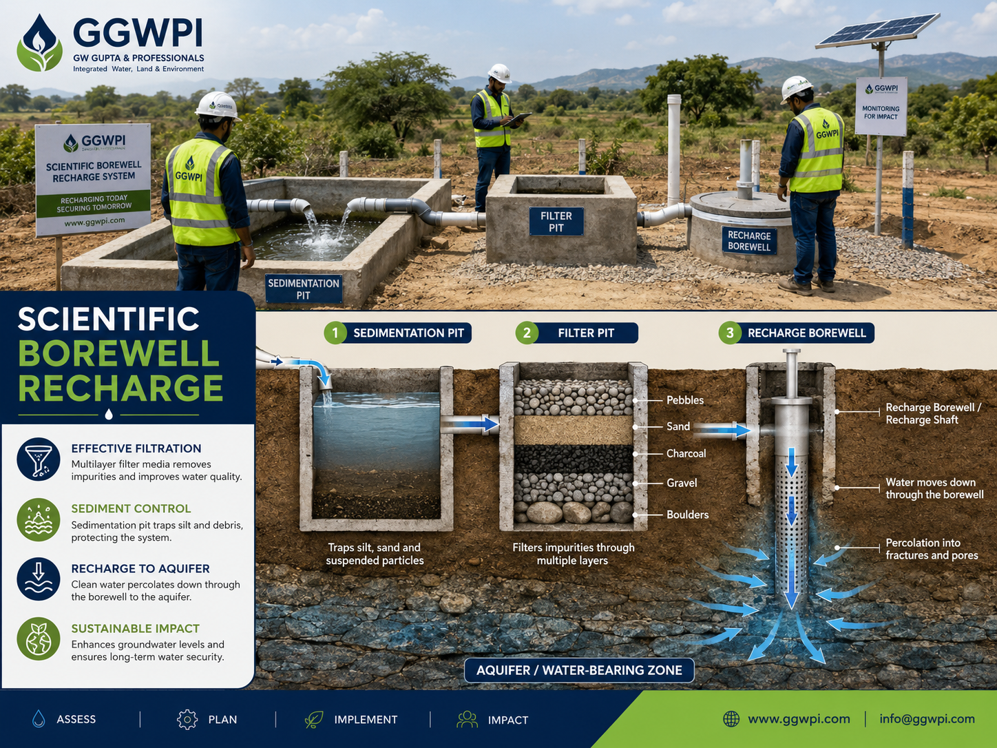 Scientific borewell recharge system